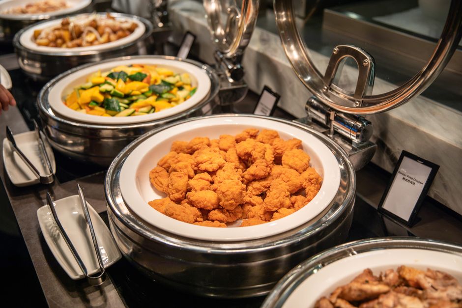 Extensive corporate buffet catering setup